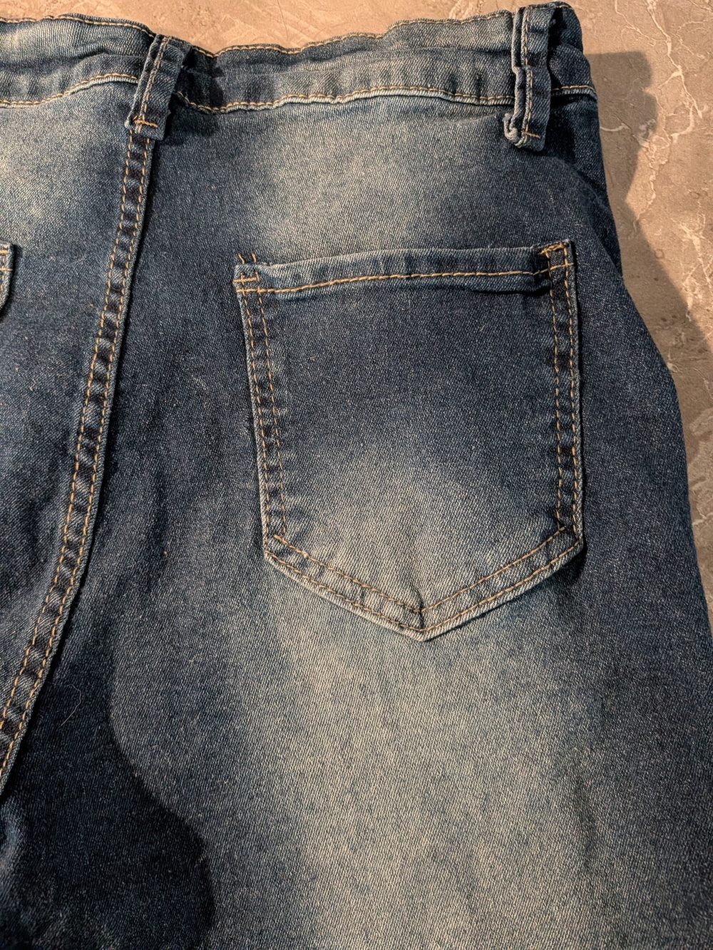 High-Rise Button-Fly Denim Shorts - Blue Wash - Picture 3 of 3